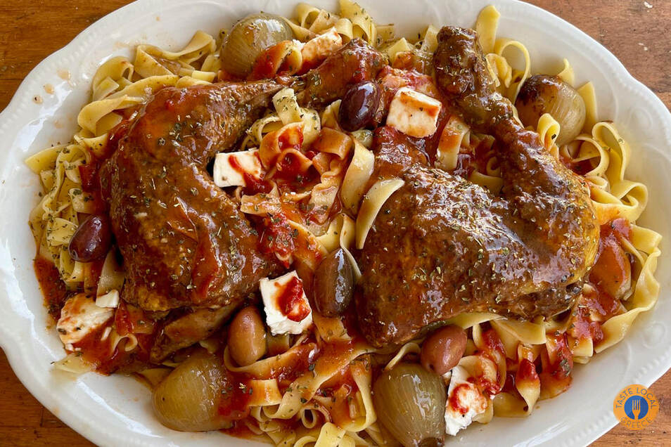 Bardouniotikos Rooster with Hilopites in the Oven (a G.G Recipe) - Gastronomy Tours kokoras bardouniotikos hd 2 - Gastronomy Tours